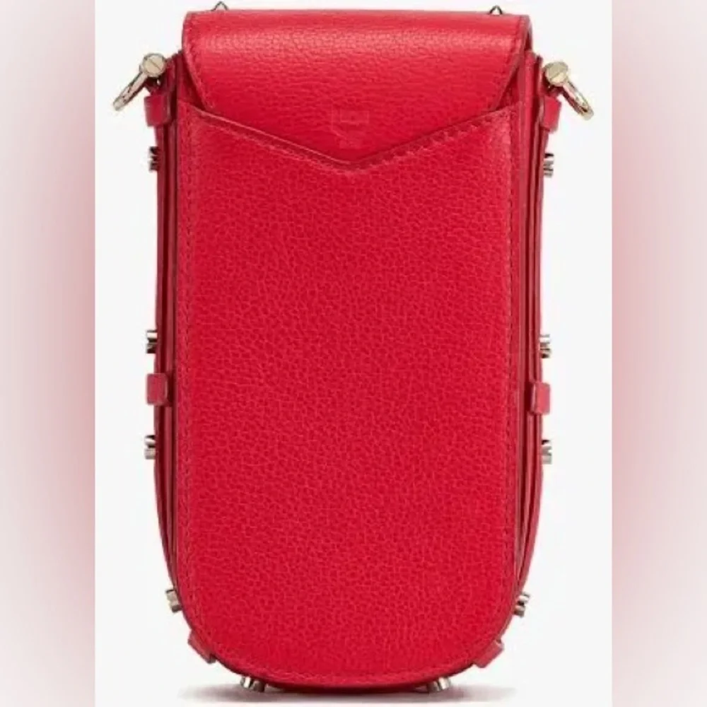 MCM Patricia Gold Studded Red Park Ave Leather Cute Dainty Crossbody